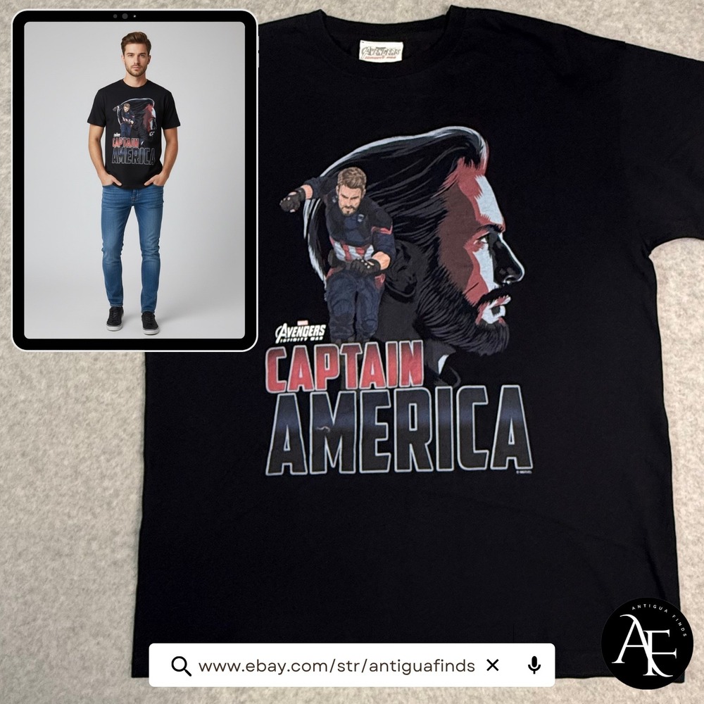 Marvel Avengers Infinity War Captain America Graphic T-Shirt Black Mens XL
